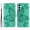 For Samsung Galaxy A26 5G Global 3D Butterfly Embossed Pattern Flip Leather Phone Case(Green)