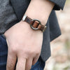 P01996 Personality Men Leather Simple Retro Circle Bracelet