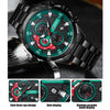 Curren 8402 Calendar Six-Hand Steel Strap Business Quartz Watch, Color: Black Shell Green