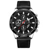 FNGEEN 5225 Multifunctional Waterproof Quartz Watch, Color: Black Leather White Shell Black Surface