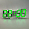6609 3D Stereo LED Alarm Clock Living Room 3D Wall Clock, Colour: Green