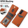 For Samsung Galaxy Z Fold6 AwQuer RFID Vertical Flip Card Bag Holder Leather Phone Case(Brown)