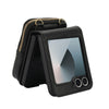 For Samsung Galaxy Z Flip6 AwQuer Crossbody Zipper Wallet Bag Litchi Leather Phone Case(Black)