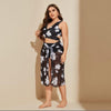 3 in 1 Set Sexy Plus Size Print Bikini Ladies Split Swimsuit, Size:XXL(As Show)