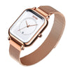 SKMEI 9207 Fashion Creative Simple Watch Men Magnetic Buckle Mesh Belt Steel Belt Couple Quartz Watch(Rose Gold White)