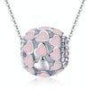 S925 Pure Silver Pink Heart-shaped Diamond Beads