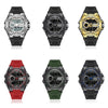 SANDA 6092 Luminous Dual Time Display Waterproof Sports Watch(Black Gold)