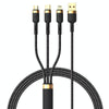 ROCK G18 Flash Charging Series 66W USB to 8 Pin + USB-C / Type-C + Micro USB Data Cable, Cable Length: 1.2cm (Black)