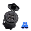 Universal Car Charger 2 Port Power Socket Power Dual USB Charger 5V 4.2A IP66 with Aperture(Red Light)