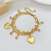 OPK 1038 Multi-layer Stainless Steel Round Bead Love Bracelet, Color: Gold