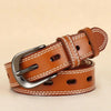 ZK--049 Double-stitched Hollow Pin Buckle Belt, Length: 110cm(Camel)
