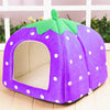 Foldable Strawberry Pet Bed, Purple, Small