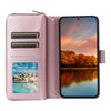 For Samsung Galaxy S24 FE 5G Nine-card Slots Zipper Wallet Bag Leather Phone Case(Rose Gold)