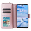 For Samsung Galaxy A33 5G Nine-card Slots Zipper Wallet Bag Leather Phone Case(Rose Gold)