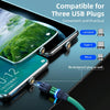ENKAY 3 in 1 3A USB to Type-C / 8 Pin / Micro USB Magnetic 540 Degrees Rotating Fast Charging Cable, Length:1m(Black)