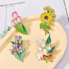 CZ0976-1 Cartoon Plant Flower Alloy Enamel Badge Garden Style Sunflower Clothing Bag Brooch Ornament