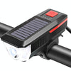 Bicycle Solar Headlight Horn Light Night Riding USB Charging Headlight Bicycle Glare Flashlight Equipment(Red)