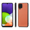 For Samsung Galaxy A22 4G Carbon Fiber Texture Leather Back Cover Phone Case(Brown)