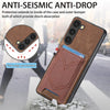 For Samsung Galaxy S25+ 5G Denim Texture Leather Skin Phone Case with Card Slot(Brown)