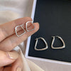 S925 Silver Needle Earbuckle Womens Frosty Style Simple Temperament Stud Earrings Small Silver