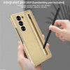 For Samsung Galaxy Z Fold4 5G VIETAO Electroplating Integrated Pen Slot Folding PU Phone Case with Stylus(Gold)