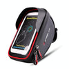 WHEEL UP Anti-splashing Touch Screen Bicycle Mobile Phone Bag Mountain Bike Front Beam Bag Riding Handlebar Bag, Style:Black and Red