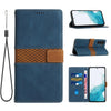 For Samsung Galaxy S24 FE 5G Grid Stitching Leather Phone Case with Lanyard(Blue)