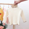 Autumn and Winter Girls Sweater Baby Warm Pullover Bottoming Shirt, Size:  90cm(Beige)