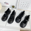 Small Leather Shoes Female Students With Skirt Thick Bottom Buckle Spring and Autumn Single Shoes, Size: 40(Black Bright Light)