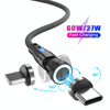 ENKAY PD60W Type-C to Type-C / 8 Pin Magnetic 540 Degrees Rotating Fast Charging Cable, Length:2m(Black)
