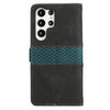 For Samsung Galaxy S23 Ultra 5G Grid Stitching Leather Phone Case with Lanyard(Black)