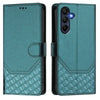 For Samsung Galaxy A26 Honeycomb Embossing RFID Leather Phone Case(Peacock Green)