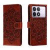 For Xiaomi Redmi K70 Sun Mandala Embossing Pattern Phone Leather Case(Brown)