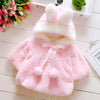 Female Baby Cartoon Rabbit Ears Shape Hooded Imitation Rabbit Fur Shawl Coat, Kid Size:80cm/8(Pink)