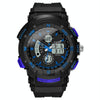 SANDA 775 Watch Male Electronic Watch Adult Middle School Students Youth Multi Functional Sports Water Proof Trend Double Watch(Blue)