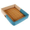 Cooling Pet Mat, Breathable Linen & Rattan, 40x30cm (Small, Khaki Lake Blue)