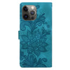 For iPhone 11 Pro Lace Floral Embossed Magnetic Buckle Leather Phone Case(Green)
