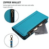 For Samsung Galaxy S25+ / S24+ 5G Magnetic Closure Nine Card Slots Zipper Leather Case with Hand Strap(Turquoise)
