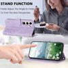 For Samsung Galaxy S23 5G Tulips Embossed Leather Phone Case with Lanyard(Purple)