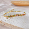 OPK GS1431 Titanium Steel Colorful Zirconia Hand Jewelry Stainless Steel Flat Chain Bracelet, Color: Gold