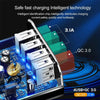 2 in 1 1m USB to 8 Pin Data Cable + 30W QC 3.0 4 USB Interfaces Mobile Phone Tablet PC Universal Quick Charger Travel Charger Set, EU Plug(Black)