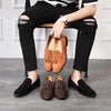 Men Leather Shoes Suede Tassels Slip-on Peas Shoes, Size:38(Brown)