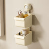 Suction Cup Wall Mounted Bathroom Shelf Drainage Detachable Storage Rack Hanging Basket, Style: 2 Layers Small Cream