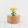 Wooden Music Box Music Boxmini Cute Pet Decoration Children Holiday Gifts(Blue Clothes Puppy)