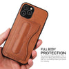 For iPhone 12 mini Fierre Shann Full Coverage Protective Leather Case with Holder & Card Slot(Brown)