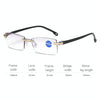 Rimless Anti Blue-ray Blue Film Lenses Presbyopic Glasses, +2.00D(Black)