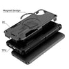 For Samsung Galaxy A05 Armor MagSafe Holder PC Hybrid TPU Phone Case(Black)