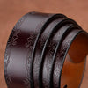 115cm Women Carved Leather Waist Band Simple Pin Buckle Belt(Black)