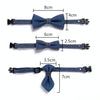 Dark Blue Denim Bow Tie Pet Collar, Adjustable, S (16-32cm) - Cats & Dogs