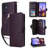 For Samsung Galaxy A16 Nine-card Slots Zipper Wallet Bag Leather Phone Case(Dark Purple)